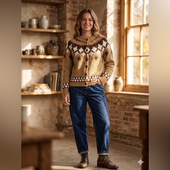 Vigoss Sweaters - Vigoss Camel Sweater with Cream Label Detail